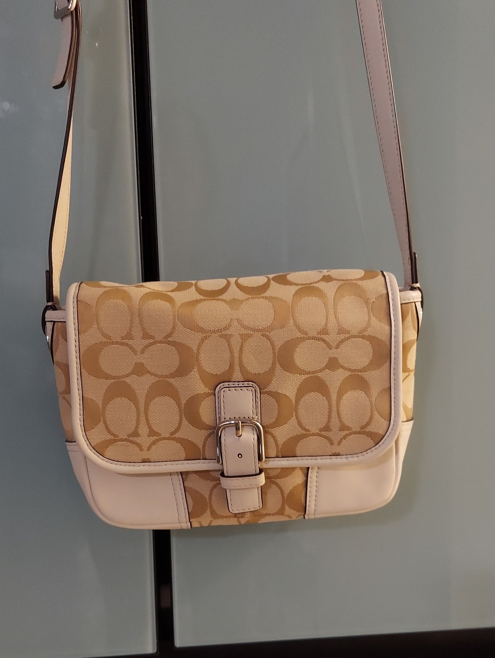 Coach Signature Hadley Field Crossbody Bag Tan Cream F30601